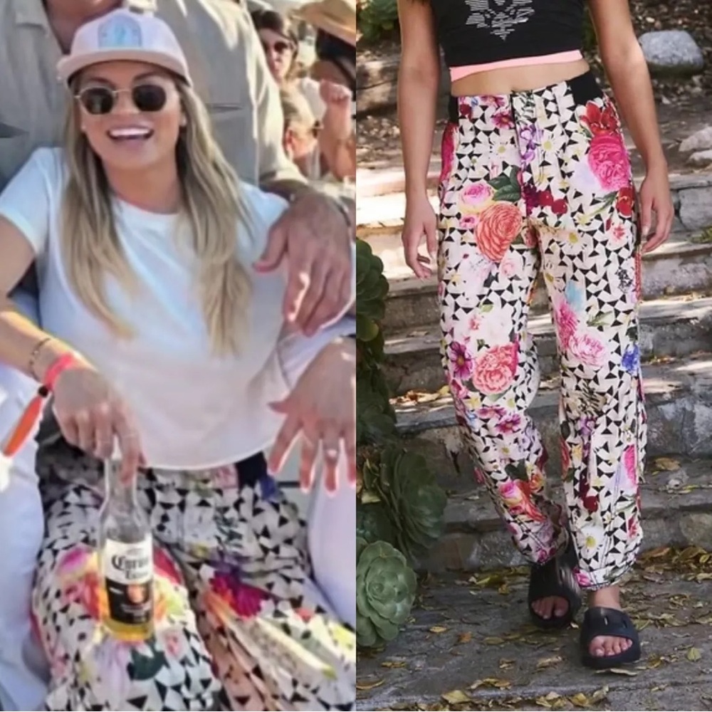 FREE PEOPLE MOVEMENT MESMERIZE ME FLORAL CARGO PANTS MEDIUM - Picture 3 of 13